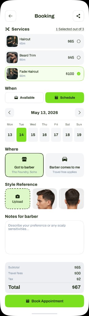 Appointment booking interface